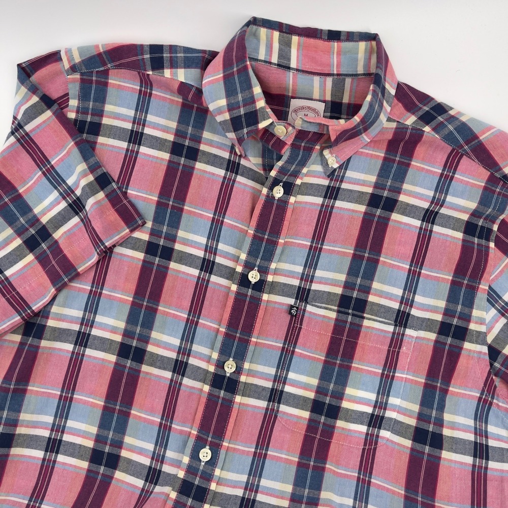 Brooks Brothers 346 Plaid Short‎ Sleeve Button Down Shirt - Men's M